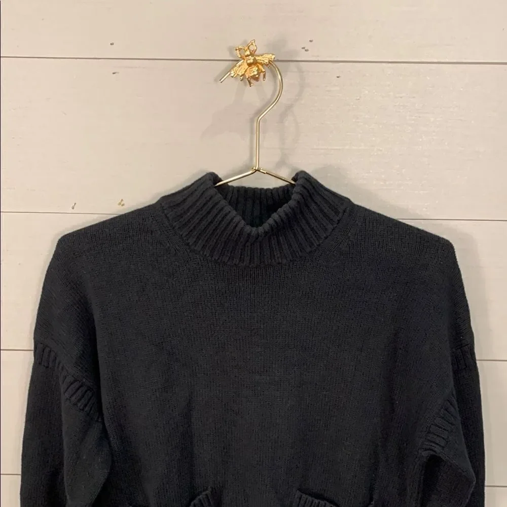 J Crew black label Women's Black mock neck Sweater with front pockets size XS